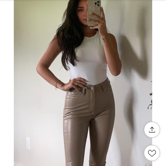 Bagatelle NYC Get Lucky Beige Vegan Leather Pants - Picture 6 of 9